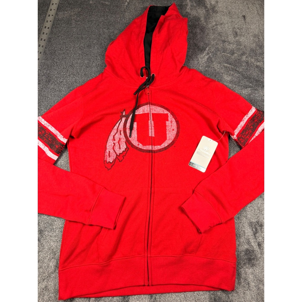 Top of the World Utah Utes Womens Red Full Zip Hoodie Sweatshirt Size M NWT